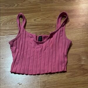 Pink Ribbed Crop Top